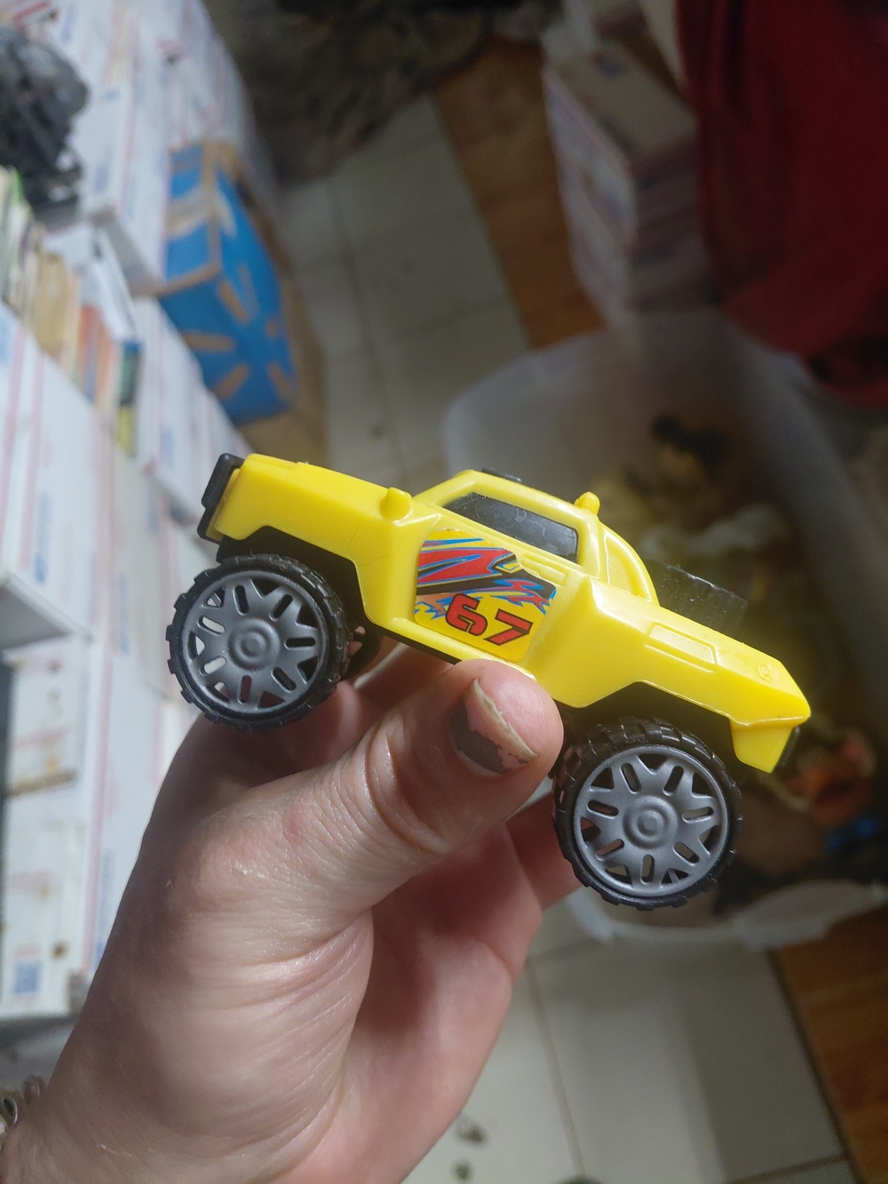 Turbo Wheels yellow monster truck featuring number 67 decals and chunky plastic